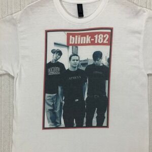 Blink-182 Band Graphic T-Shirt White Mens Large Gildan DryBlend‎ Pop Punk Y2K